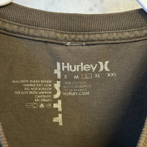 Hurley T Shirt Mens Large 21x27.5 Brown Y2K Style Grunge Skate Skateboard - Picture 13 of 15